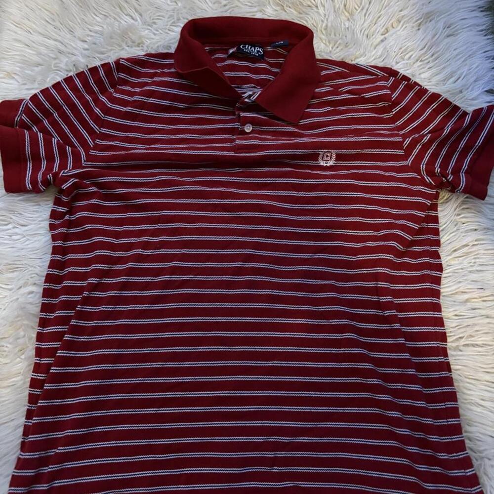 Chaps red and white striped polo shirt
